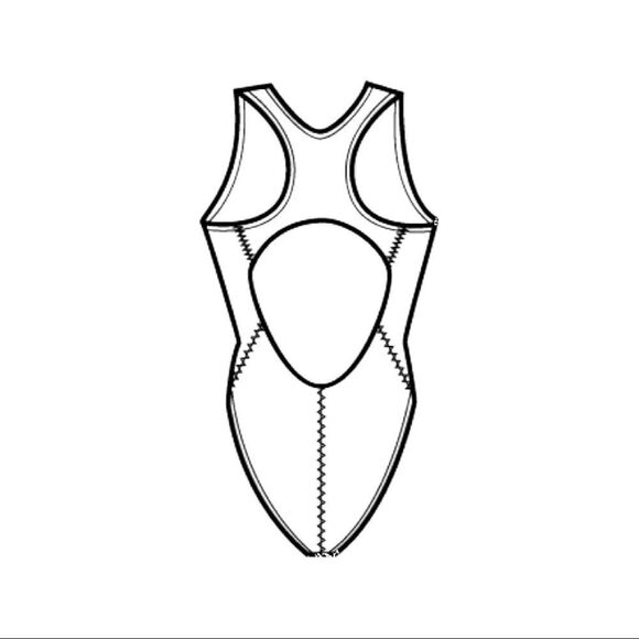 “Dolphin Ocean” Racing Solid Performance Back One Piece Swimsuit • Blk• 26 • NWT - Picture 6 of 13